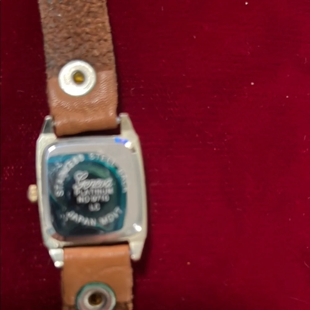 Geneva Brown Studded Leather Watch